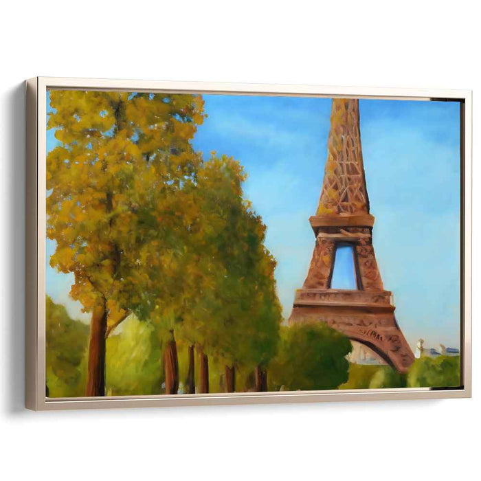 City Skylines and Lush Forests: Eiffel Tower and Verdant Canopy Canvas Art Print