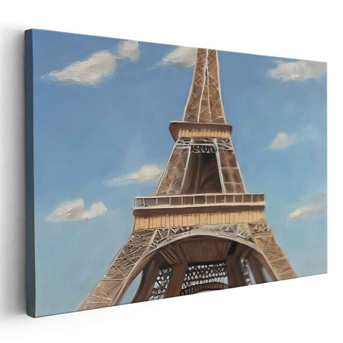 Urban Metal Masterpiece: Realistic Bronze Eiffel Tower Canvas Art