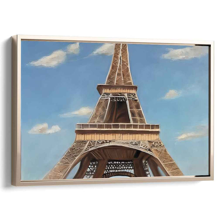 Urban Metal Masterpiece: Realistic Bronze Eiffel Tower Canvas Art