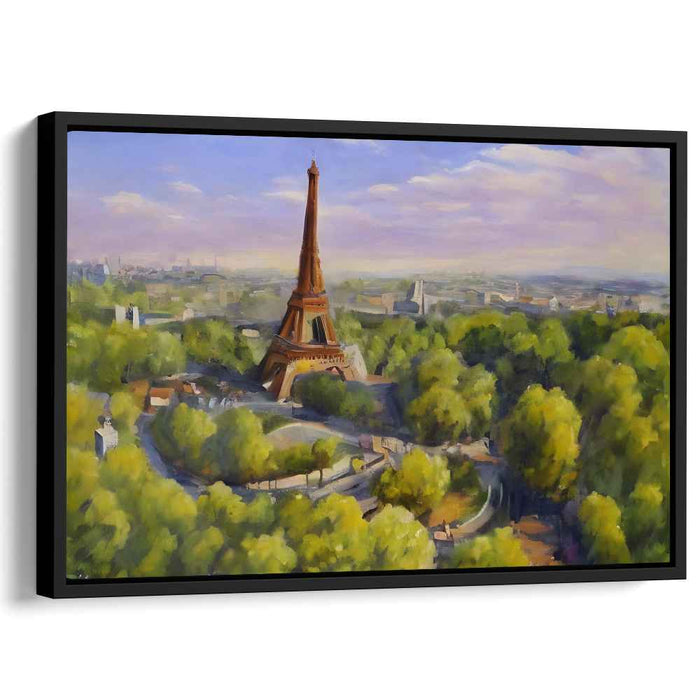 Parisian Tranquility: Aerial View of the Eiffel Tower at Sunset