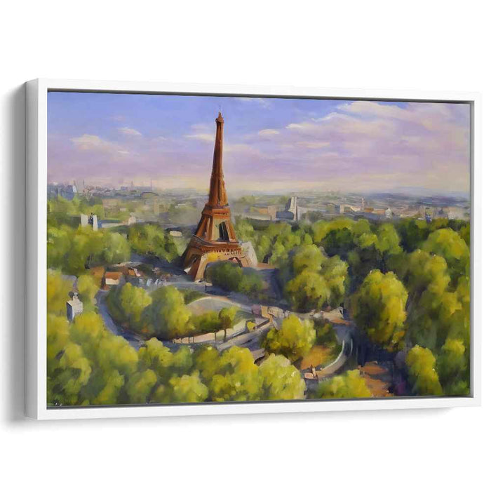 Parisian Tranquility: Aerial View of the Eiffel Tower at Sunset