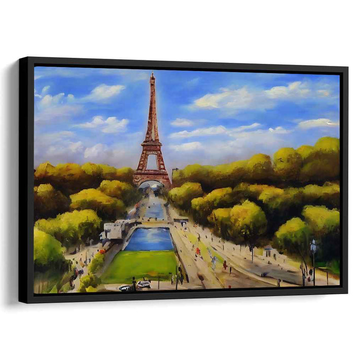 Falling Leaves Perspective: Eiffel Tower in Autumn Canvas Art Print