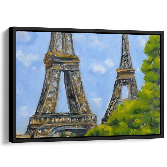 Blossoms Towering Parisienne Elegance: Eiffel Tower Amidst Spring Canvas Art Print