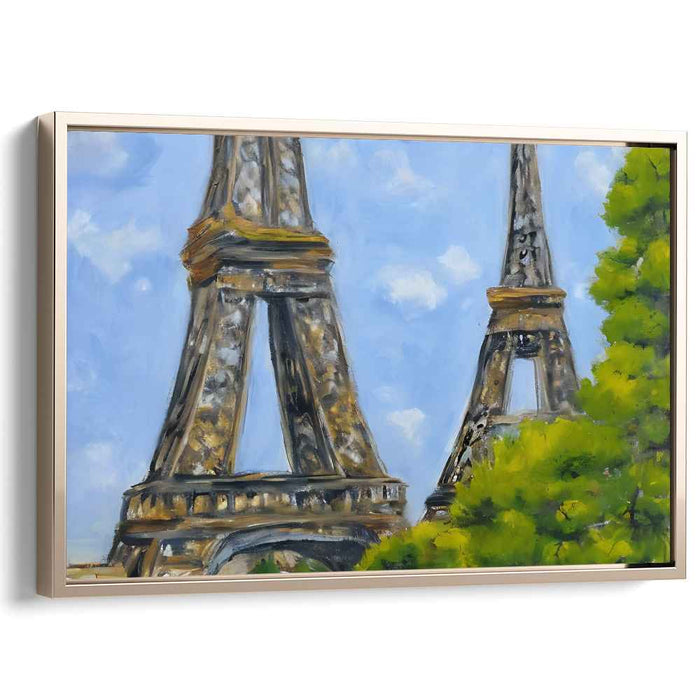 Blossoms Towering Parisienne Elegance: Eiffel Tower Amidst Spring Canvas Art Print
