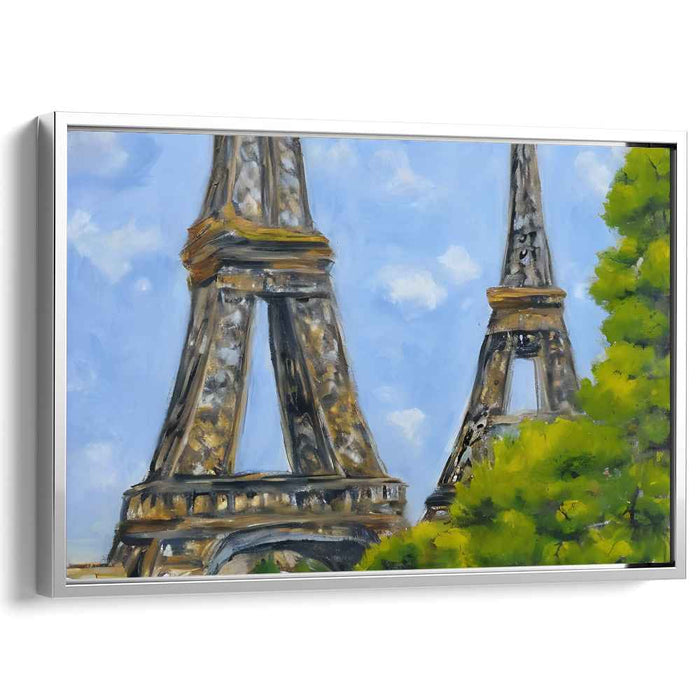 Blossoms Towering Parisienne Elegance: Eiffel Tower Amidst Spring Canvas Art Print