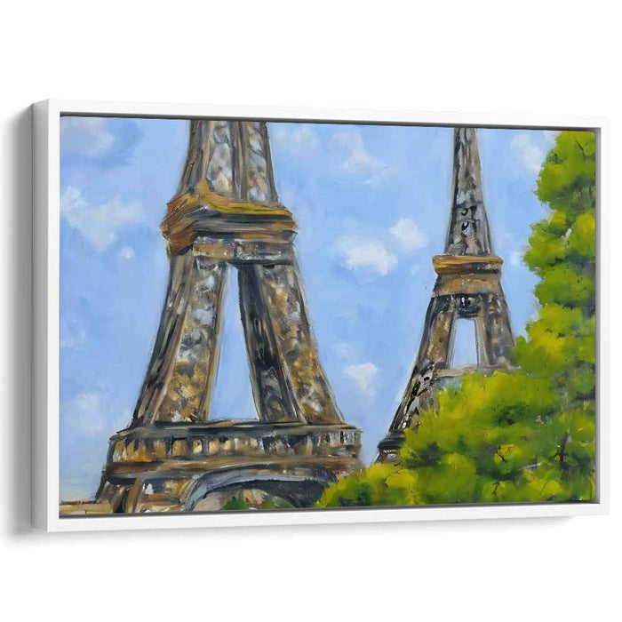Blossoms Towering Parisienne Elegance: Eiffel Tower Amidst Spring Canvas Art Print