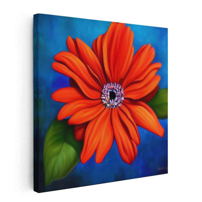 Citrus Petal Modernity: Contemporary Orange Flower Canvas Art Print