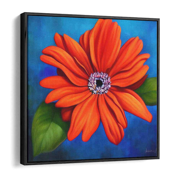 Citrus Petal Modernity: Contemporary Orange Flower Canvas Art Print