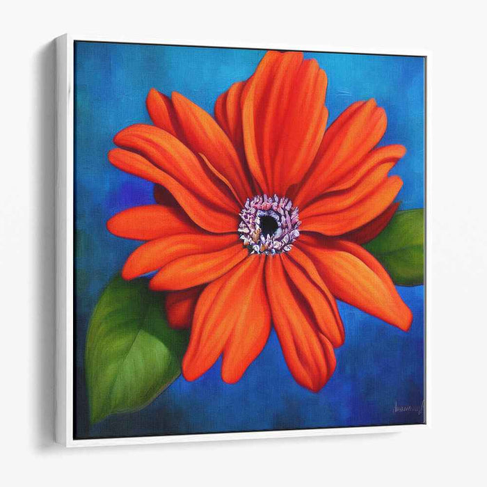 Citrus Petal Modernity: Contemporary Orange Flower Canvas Art Print