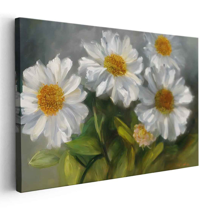 Daisy Delight: Impressionist White Daisies Canvas Art Print