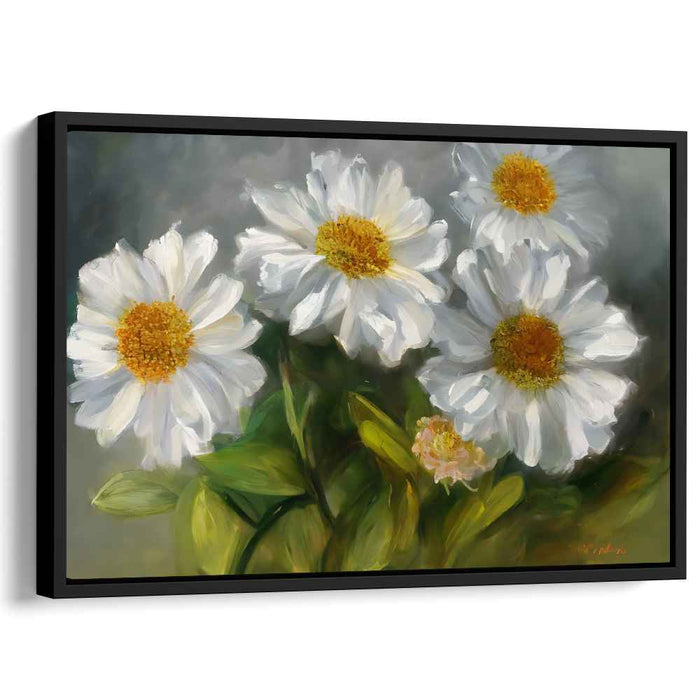 Daisy Delight: Impressionist White Daisies Canvas Art Print