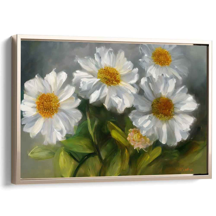 Daisy Delight: Impressionist White Daisies Canvas Art Print