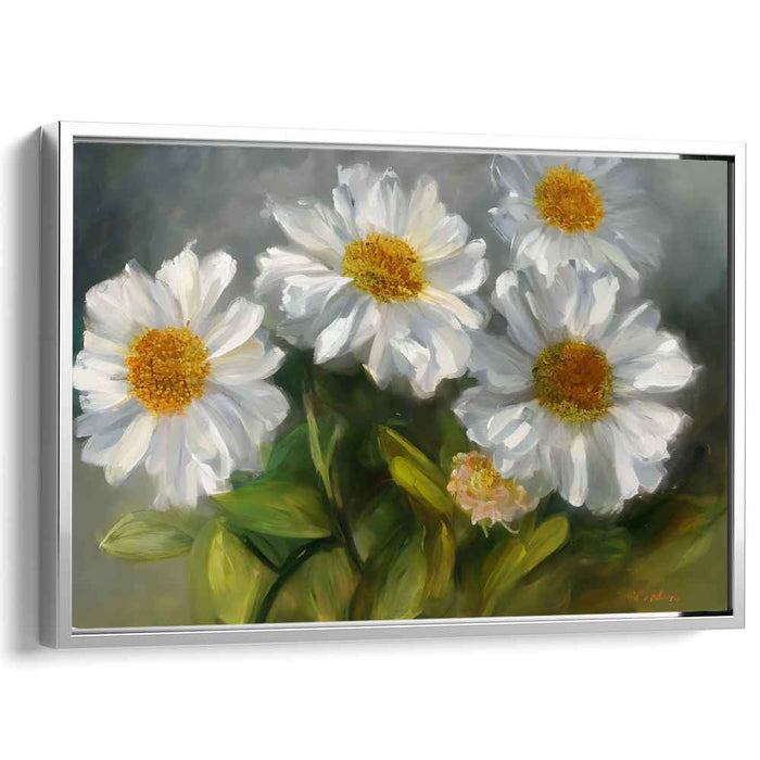Daisy Delight: Impressionist White Daisies Canvas Art Print