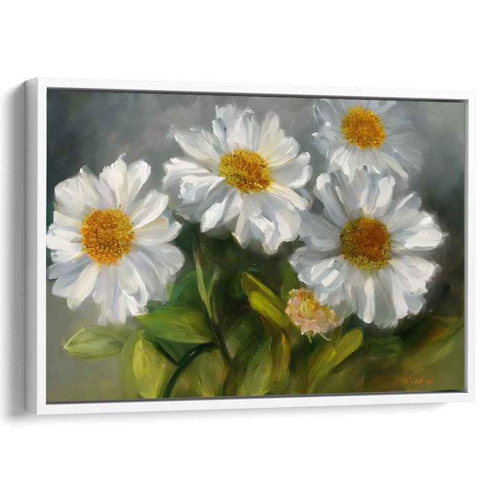 Daisy Delight: Impressionist White Daisies Canvas Art Print