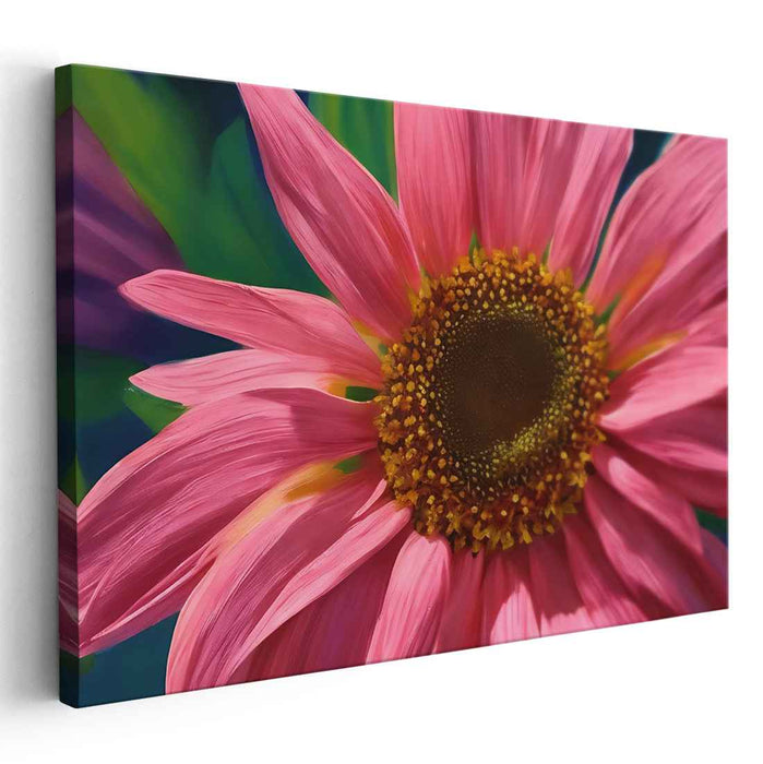 Sunflower Illusion: Hyper-Realistic Pink Sunflower Canvas Art