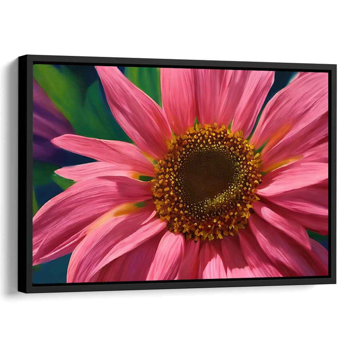 Sunflower Illusion: Hyper-Realistic Pink Sunflower Canvas Art
