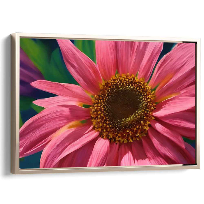 Sunflower Illusion: Hyper-Realistic Pink Sunflower Canvas Art
