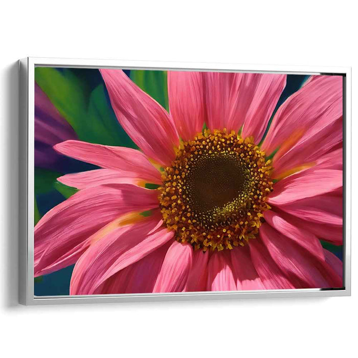 Sunflower Illusion: Hyper-Realistic Pink Sunflower Canvas Art