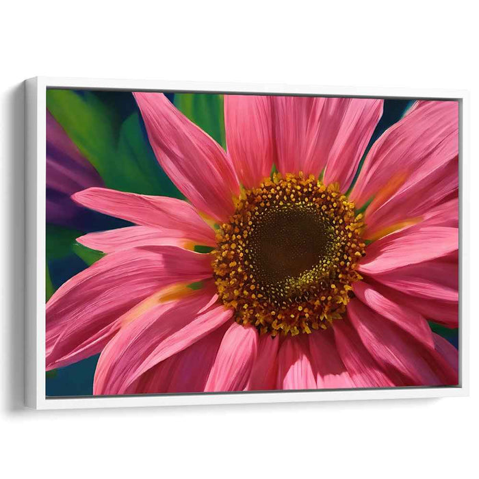 Sunflower Illusion: Hyper-Realistic Pink Sunflower Canvas Art