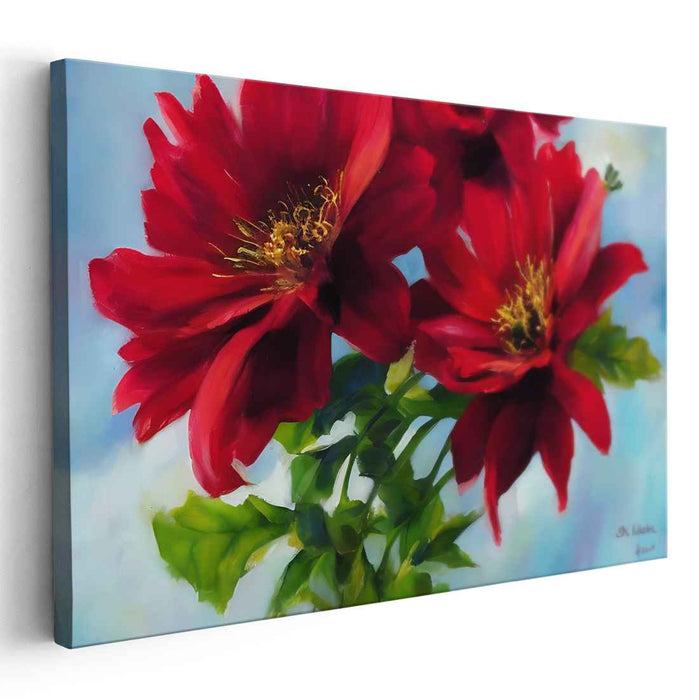 Ruby Petal Impression: Realistic Red Flower Canvas Art Print