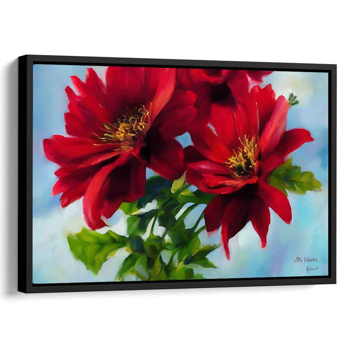 Ruby Petal Impression: Realistic Red Flower Canvas Art Print