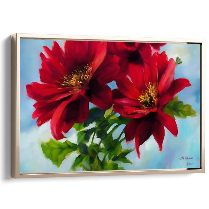 Ruby Petal Impression: Realistic Red Flower Canvas Art Print