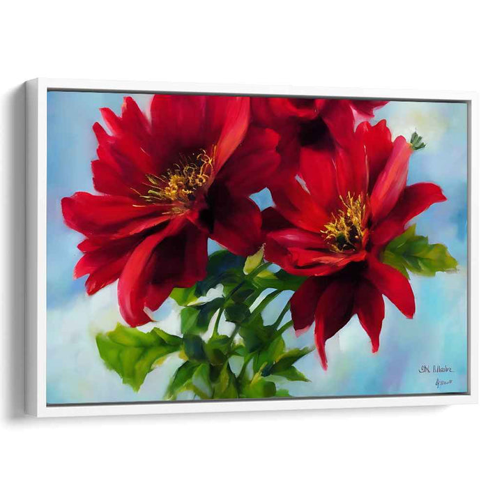 Ruby Petal Impression: Realistic Red Flower Canvas Art Print