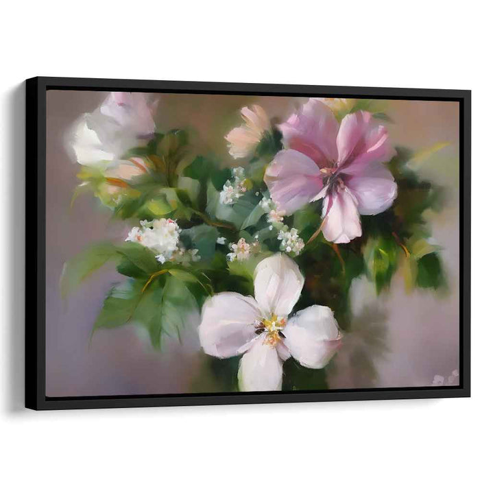 Blush Petal Whirlwind: Impressionistic Floral Canvas Art in Soft Pink