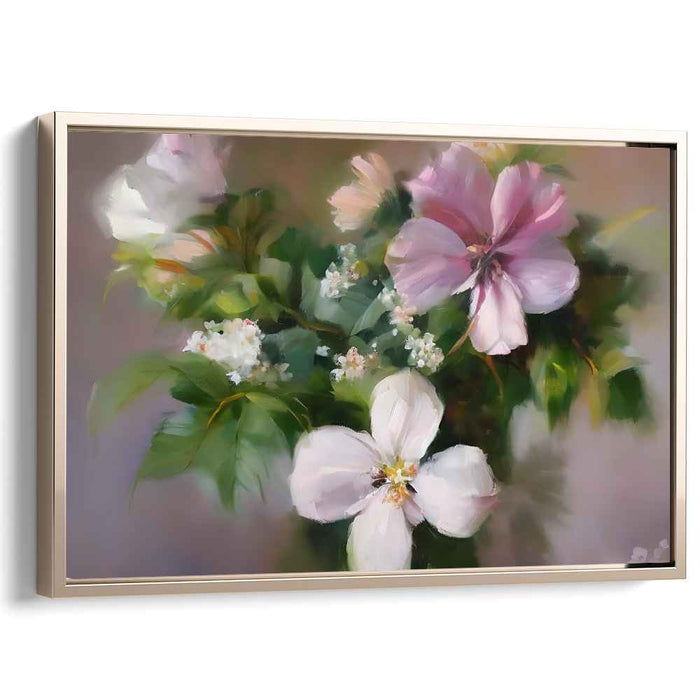Blush Petal Whirlwind: Impressionistic Floral Canvas Art in Soft Pink