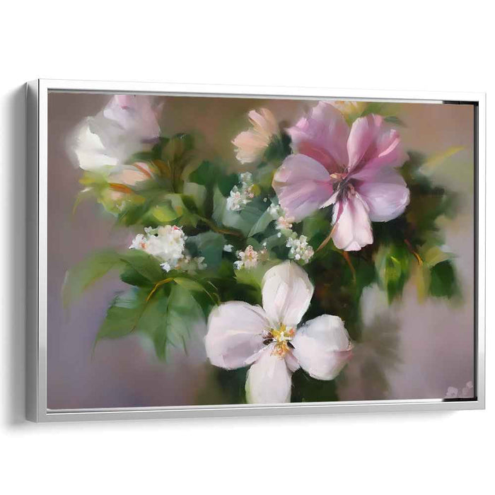 Blush Petal Whirlwind: Impressionistic Floral Canvas Art in Soft Pink