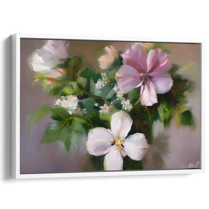 Blush Petal Whirlwind: Impressionistic Floral Canvas Art in Soft Pink