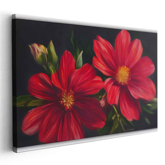 Scarlet Petal Study: Realistic Red Flower Canvas Art Print