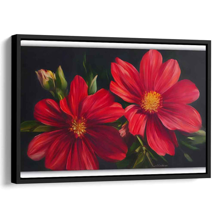 Scarlet Petal Study: Realistic Red Flower Canvas Art Print