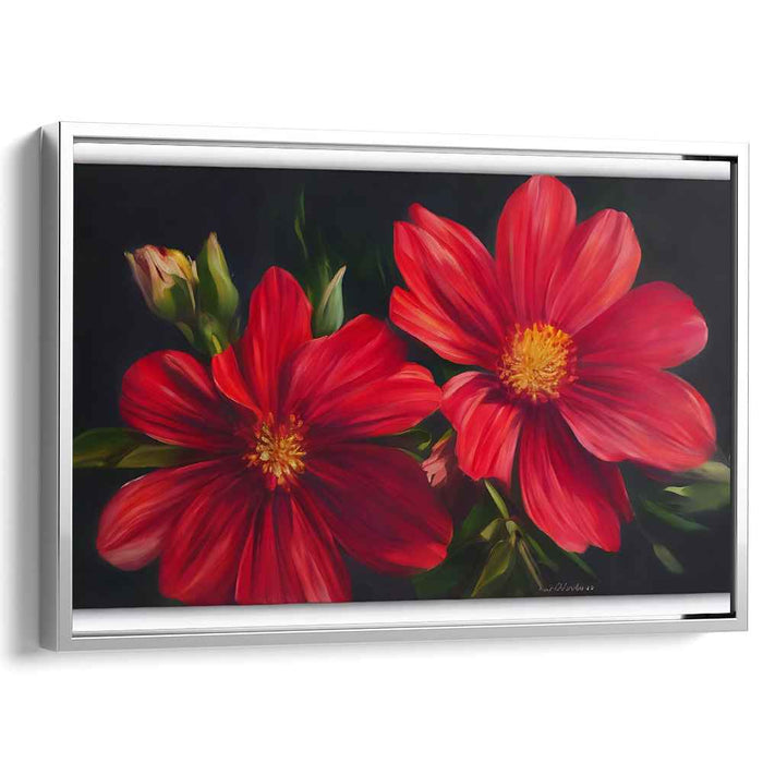 Scarlet Petal Study: Realistic Red Flower Canvas Art Print