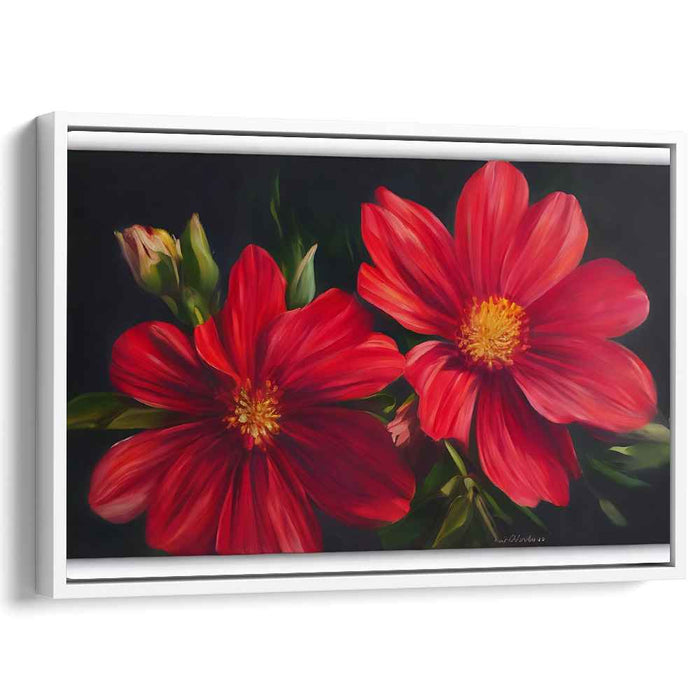 Scarlet Petal Study: Realistic Red Flower Canvas Art Print