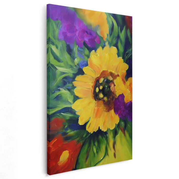 Sunny Portal Blooms: Vibrant Sunflower Close-Up Canvas Art Print