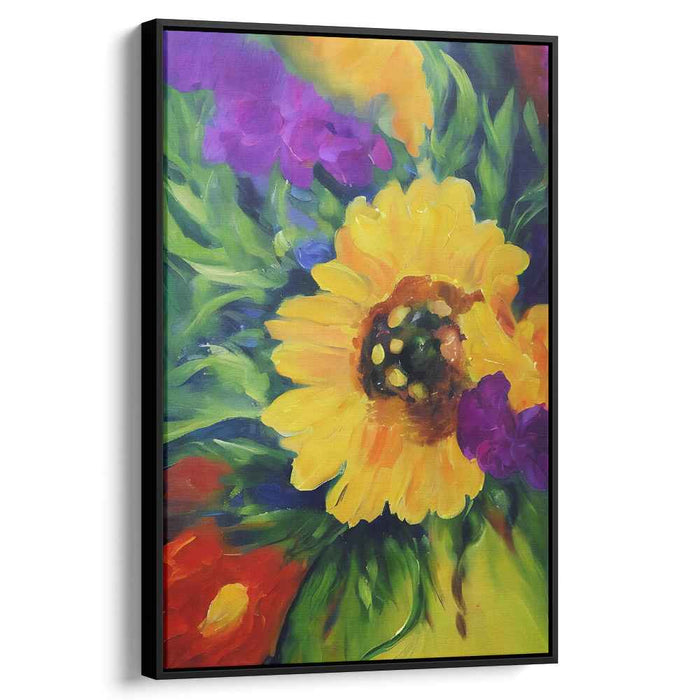 Sunny Portal Blooms: Vibrant Sunflower Close-Up Canvas Art Print