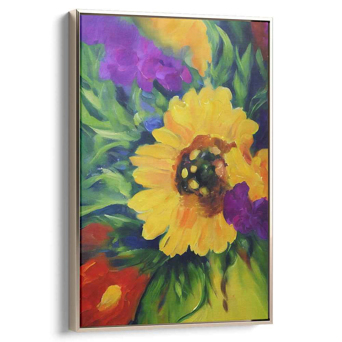 Sunny Portal Blooms: Vibrant Sunflower Close-Up Canvas Art Print