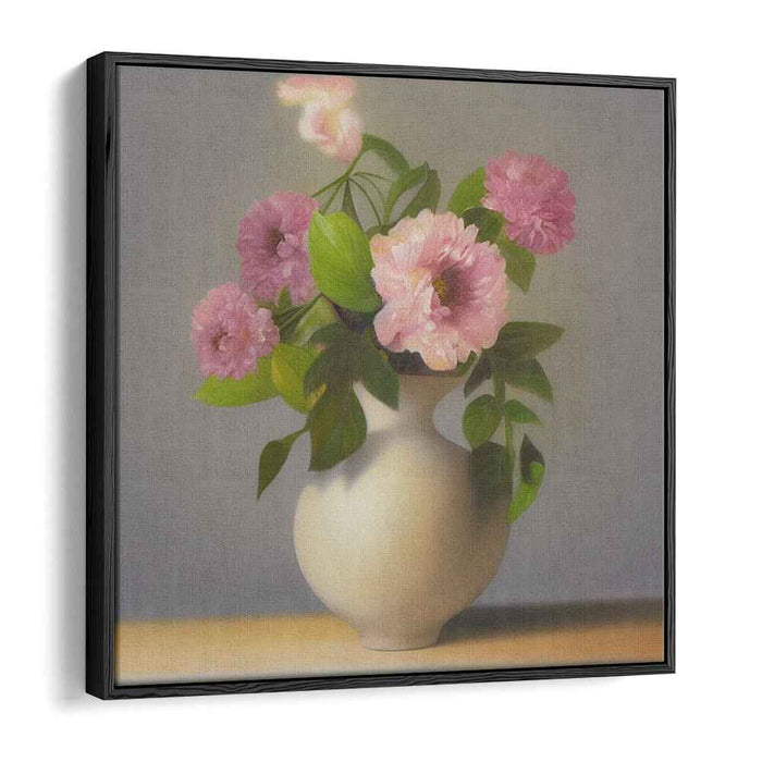 Blush Bouquet Elegance: Serene Pink Floral Arrangement in Classic Vase Canvas Art