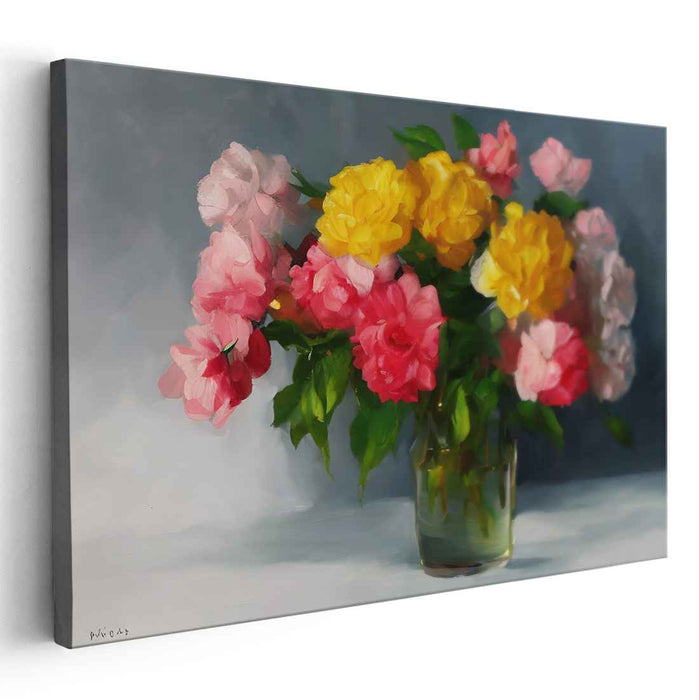 Petals in Repose: Classical Floral Still Life Canvas Art Print