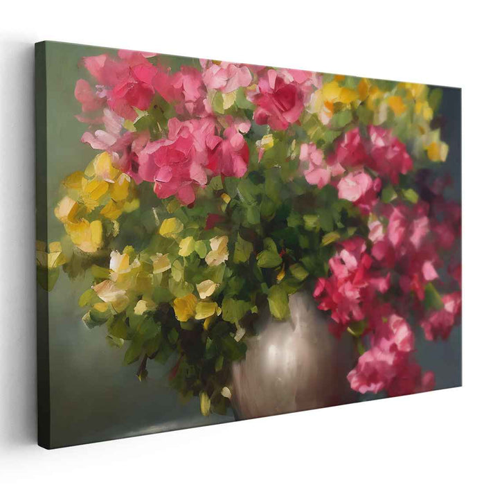 Bloom Bouquet Illusion: Impressionist Floral Still Life Canvas Art Print