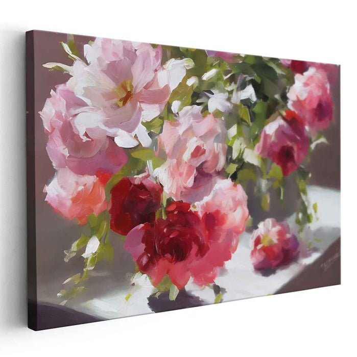 Bloom Mirage Dream Dance: Realistic Rose Bouquet Canvas Art Print