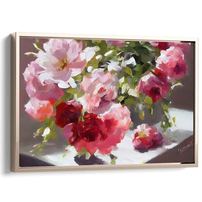 Bloom Mirage Dream Dance: Realistic Rose Bouquet Canvas Art Print