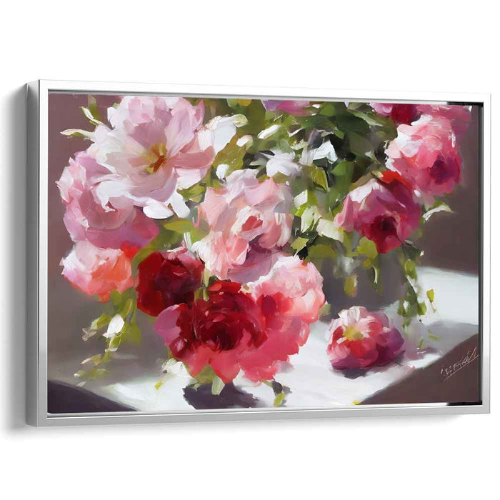 Bloom Mirage Dream Dance: Realistic Rose Bouquet Canvas Art Print