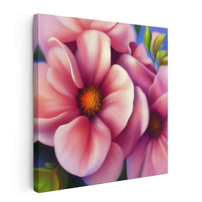 Blossoms Unveiled: Hyper-Realistic Pink Flower Canvas Art Print