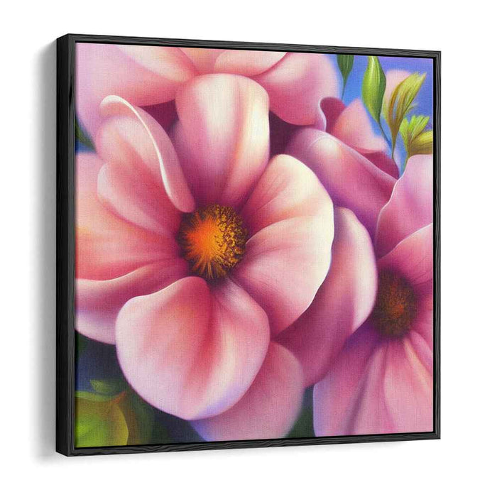 Blossoms Unveiled: Hyper-Realistic Pink Flower Canvas Art Print