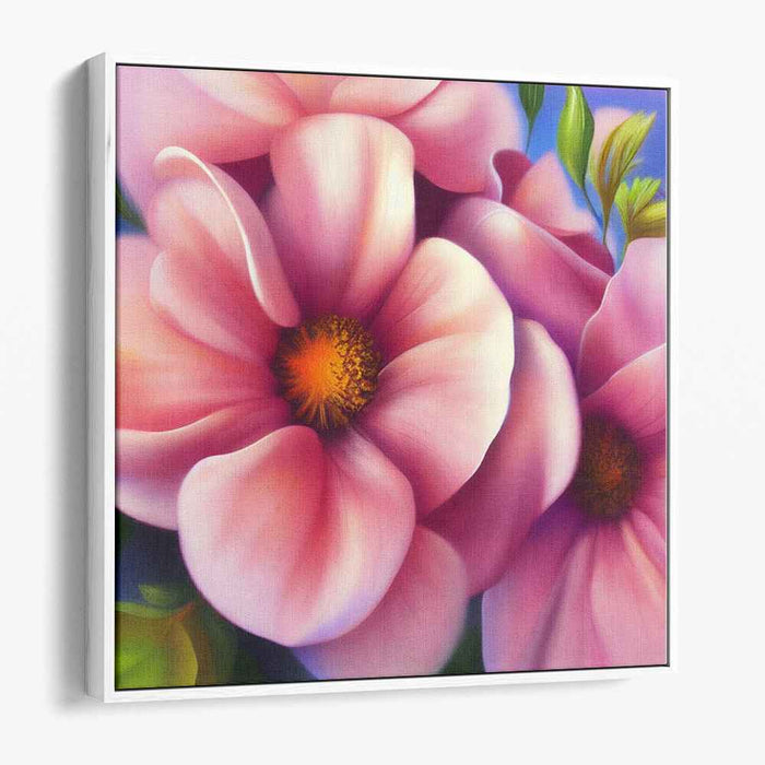 Blossoms Unveiled: Hyper-Realistic Pink Flower Canvas Art Print