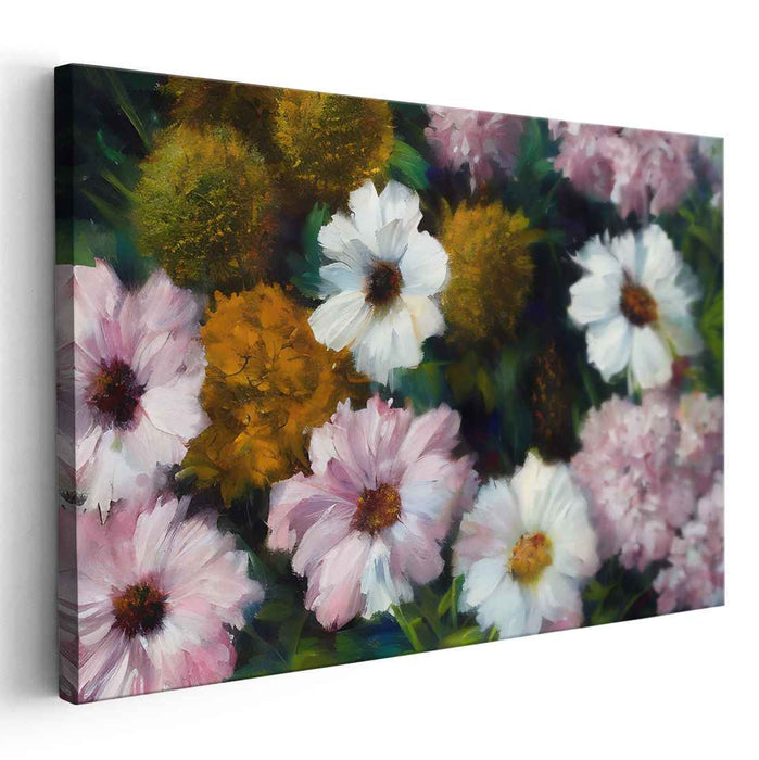 Whispering Blooms Earth Symphony: Lush Garden Impressionist Canvas Art Print