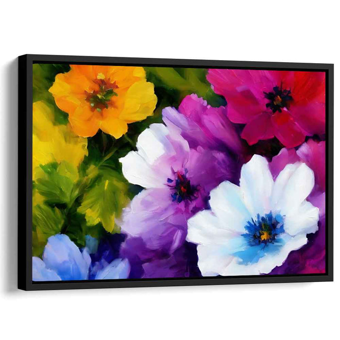 Colorful Brushstroke Garden Dance: Vivid Impressionist Blossoms Canvas Art