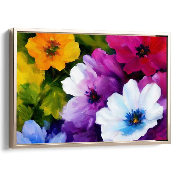 Colorful Brushstroke Garden Dance: Vivid Impressionist Blossoms Canvas Art
